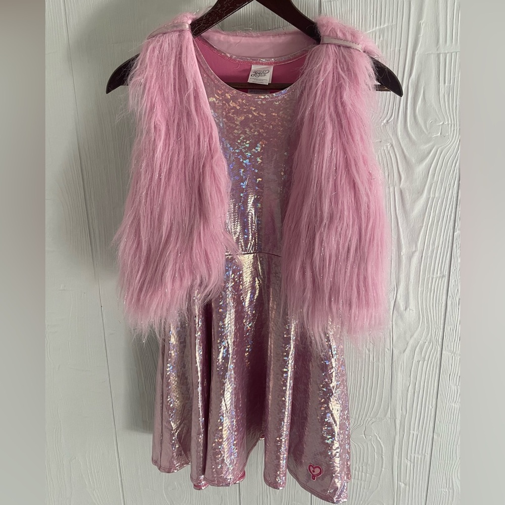 Jojo Siwa Child Size Large Pink Sparkly Dress and Vest Halloween Costume